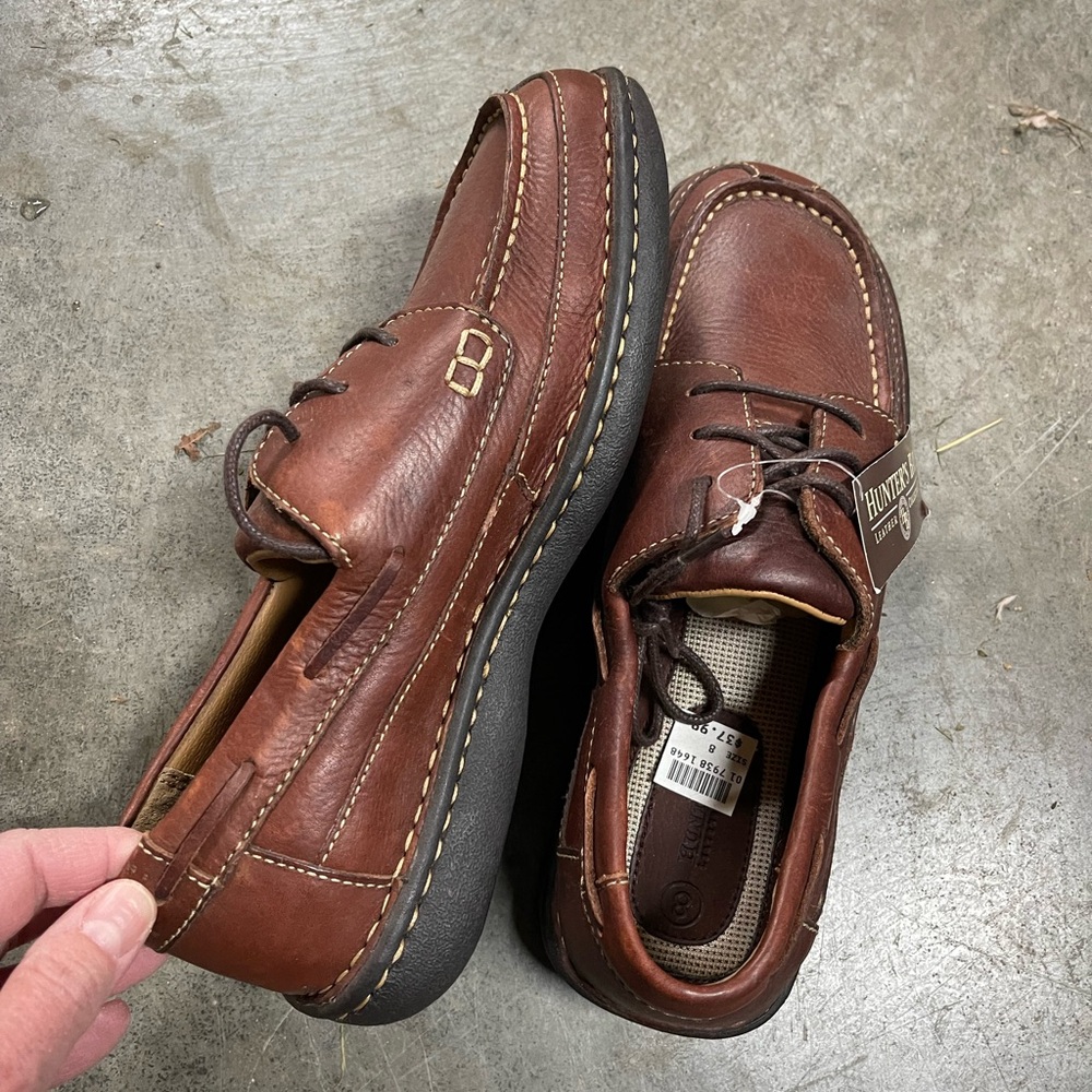 Hunters Bay Men's Shoes Leather Collection Brown Lace Up Size 8 US New